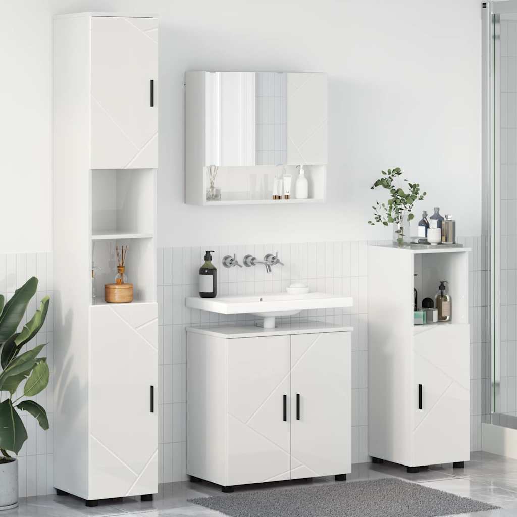 Bathroom Furniture Set 4 pcs High gloss white 61 x 35 x 64 cm - Bargainia.com - 8721288869449 - 3392967
