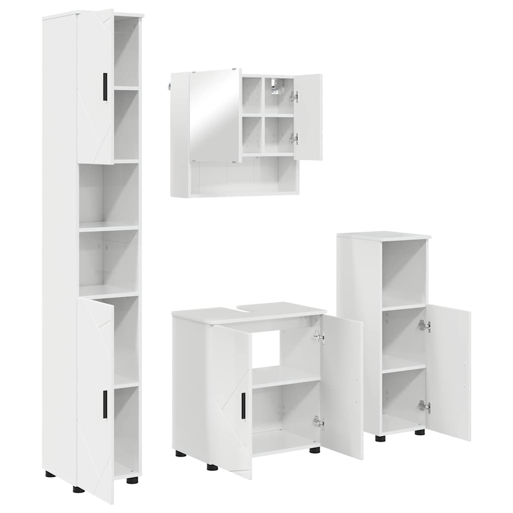 Bathroom Furniture Set 4 pcs High gloss white 61 x 35 x 64 cm - Bargainia.com - 8721288869449 - 3392967