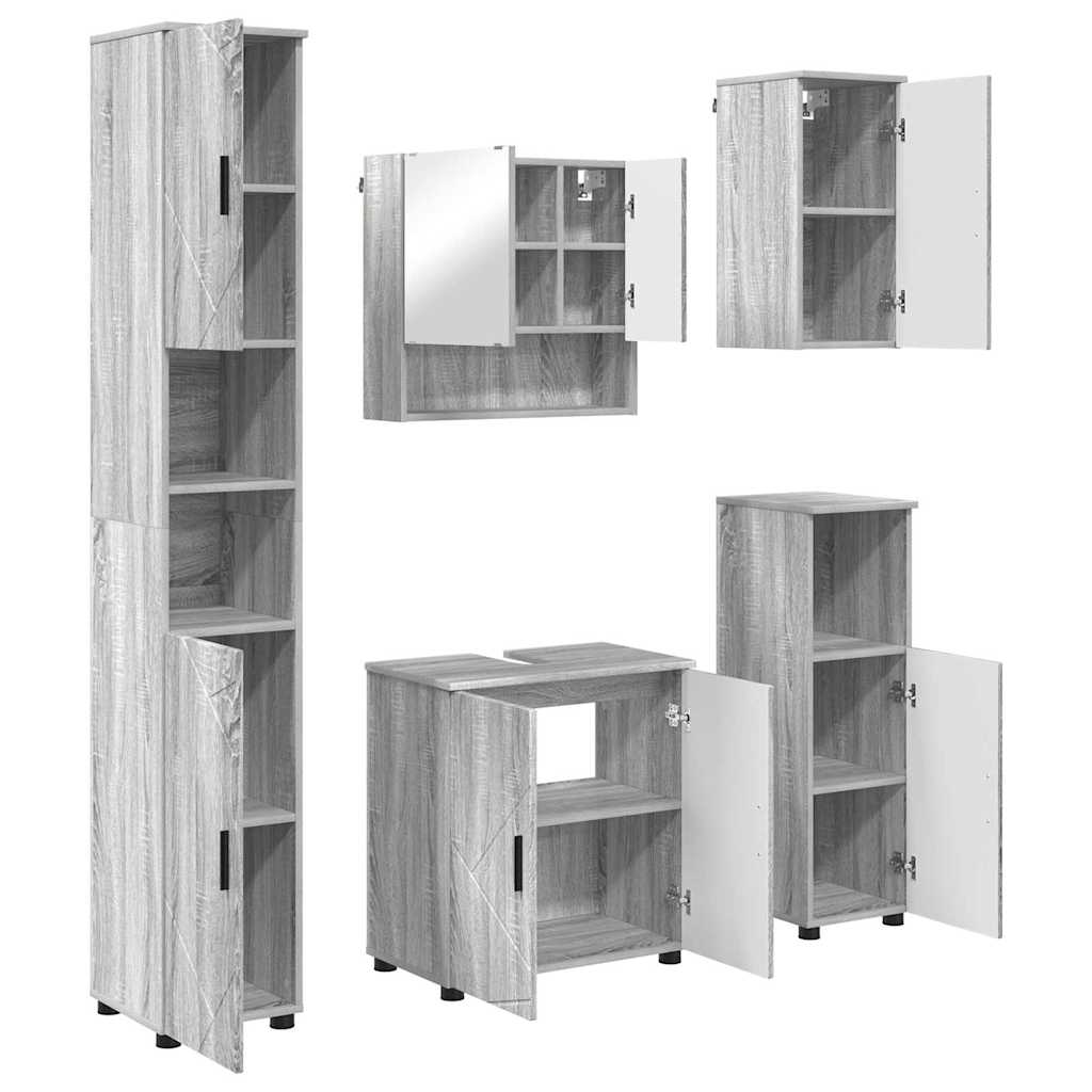 Bathroom Furniture Set 5 pcs Grey sonoma 61 x 35 x 64 cm - Bargainia.com - 8721288869661 - 3392989