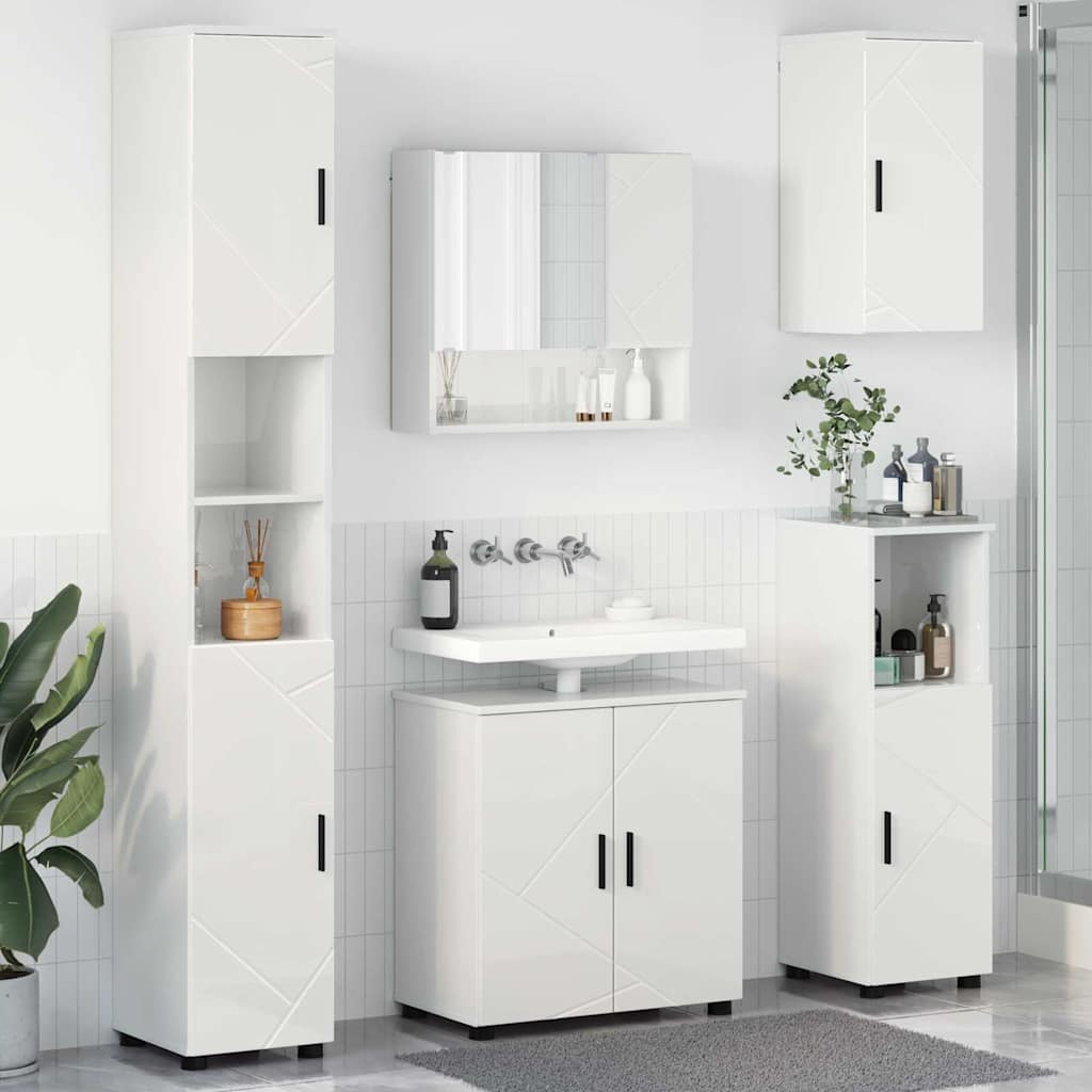 Bathroom Furniture Set 5 pcs High gloss white 61 x 35 x 64 cm - Bargainia.com - 8721288869647 - 3392987
