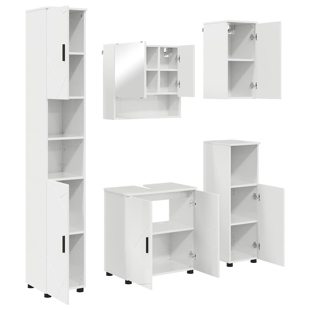 Bathroom Furniture Set 5 pcs High gloss white 61 x 35 x 64 cm - Bargainia.com - 8721288869647 - 3392987