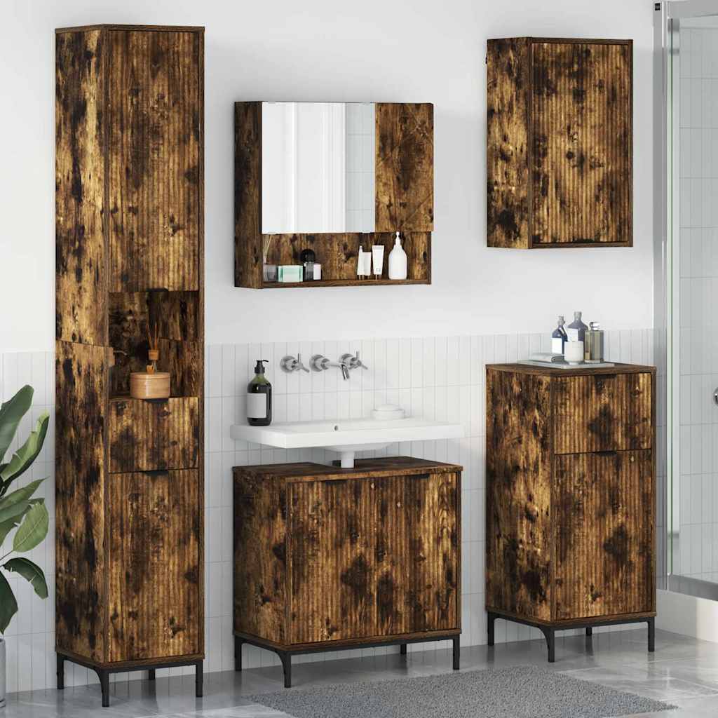 Bathroom Furniture Set Smoked Oak Engineered wood, Metal - Bargainia.com - 8721288870957 - 3393118