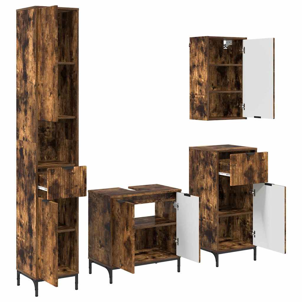 Bathroom Furniture Set Smoked Oak Engineered wood, Metal - Bargainia.com - 8721288870957 - 3393118
