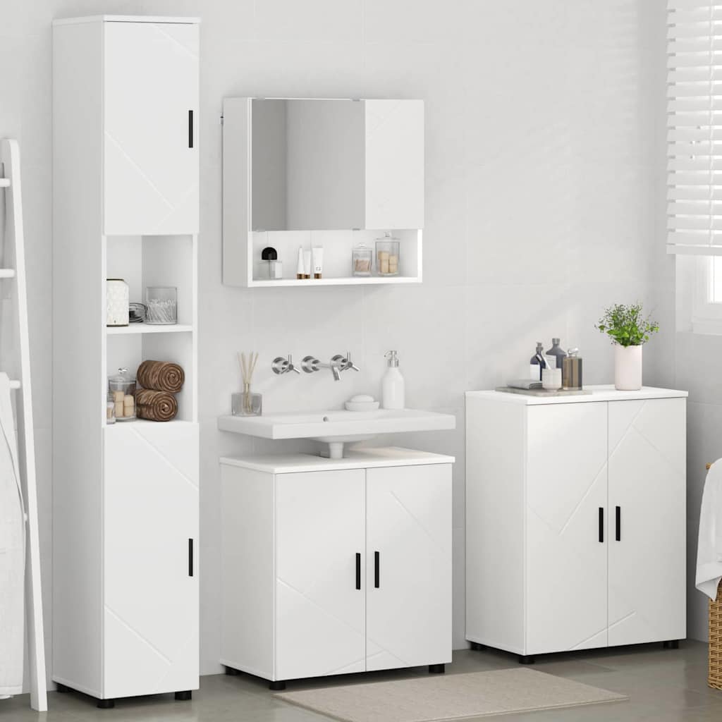 Bathroom Furniture Set Wall - mounted 4 pcs White 61 x 35 x 64 cm - Bargainia.com - 8721288869807 - 3393003