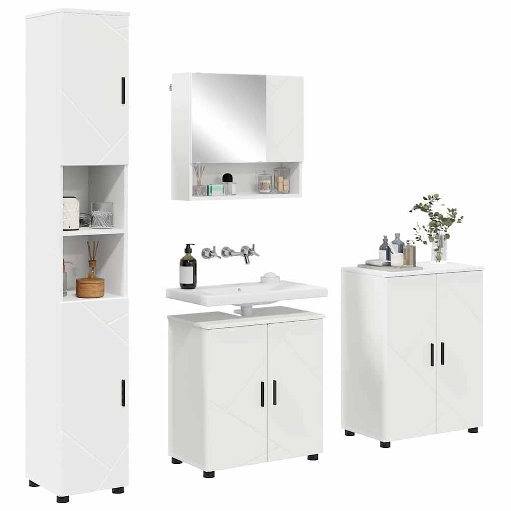 Bathroom Furniture Set Wall - mounted 4 pcs White 61 x 35 x 64 cm - Bargainia.com - 8721288869807 - 3393003