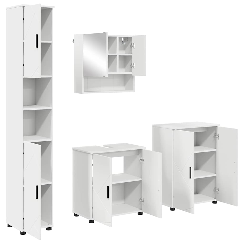 Bathroom Furniture Set Wall - mounted 4 pcs White 61 x 35 x 64 cm - Bargainia.com - 8721288869807 - 3393003
