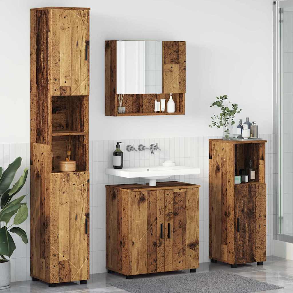 Bathroom Furniture Set with Door 4 pcs Old wood 61 x 35 x 64 cm - Bargainia.com - 8721288869487 - 3392971