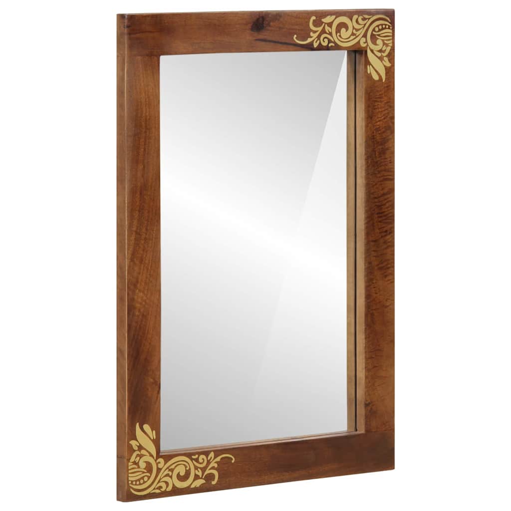 Bathroom Mirror Brown 50 x 70 x 3 cm Solid Mango wood and Glass - Bargainia.com - 