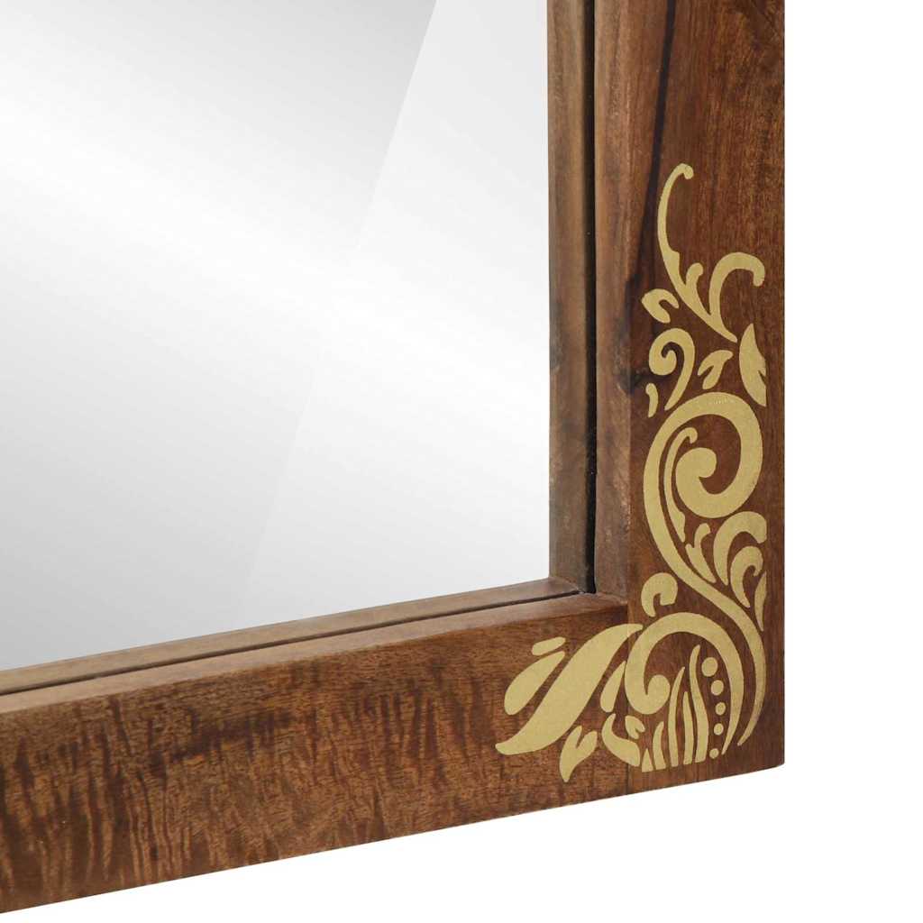 Bathroom Mirror Brown 50 x 70 x 3 cm Solid Mango wood and Glass - Bargainia.com - 