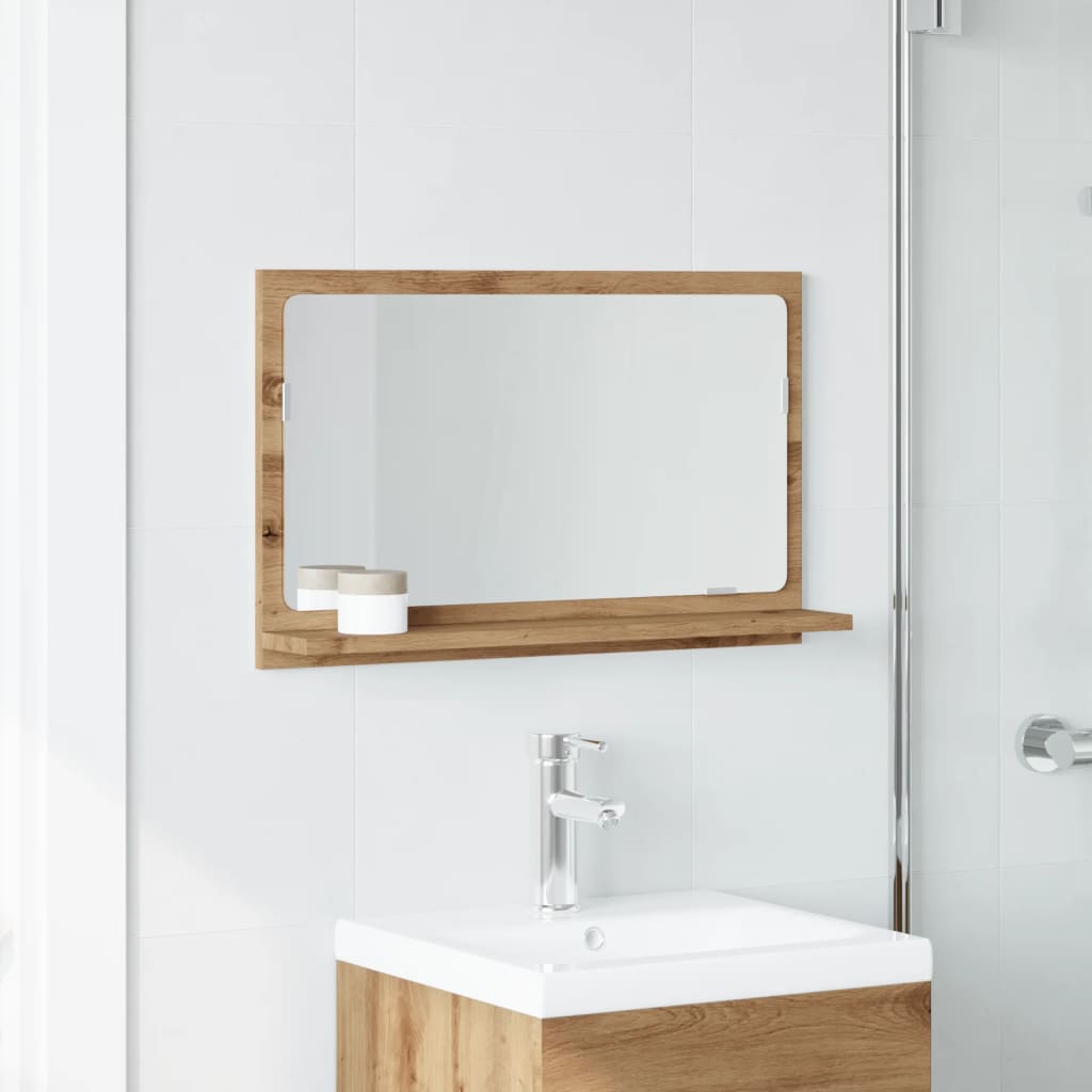 Bathroom Mirror Cabinet Artisan Oak 60x11x37 cm Engineered Wood - Bargainia.com - 