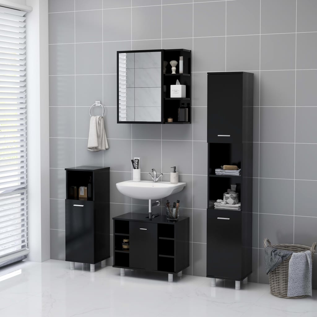 Bathroom Mirror Cabinet Black 62.5x20.5x64 cm Engineered Wood - Bargainia.com - 8720286212226 - 803309