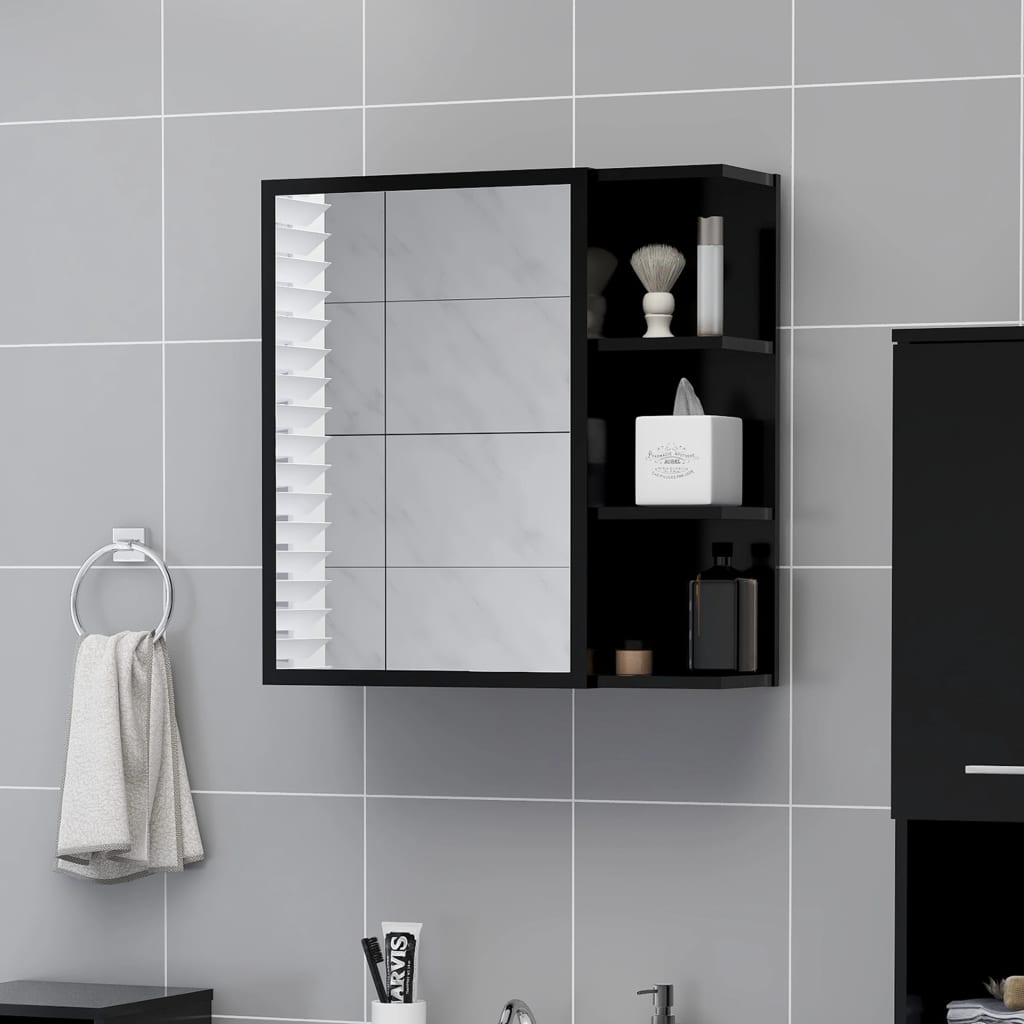 Bathroom Mirror Cabinet Black 62.5x20.5x64 cm Engineered Wood - Bargainia.com - 8720286212226 - 803309