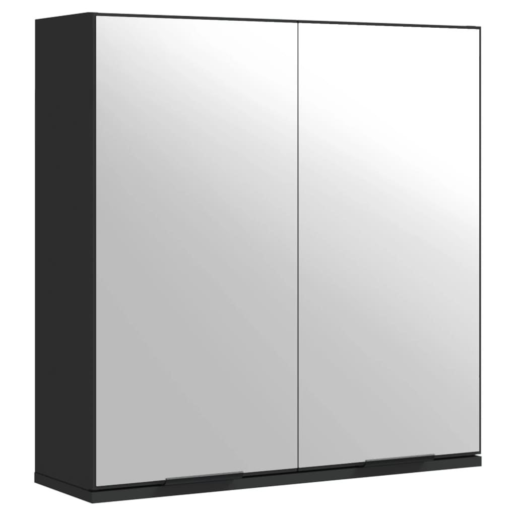 Bathroom Mirror Cabinet Black 64x20x67 cm Engineered Wood - Bargainia.com - 
