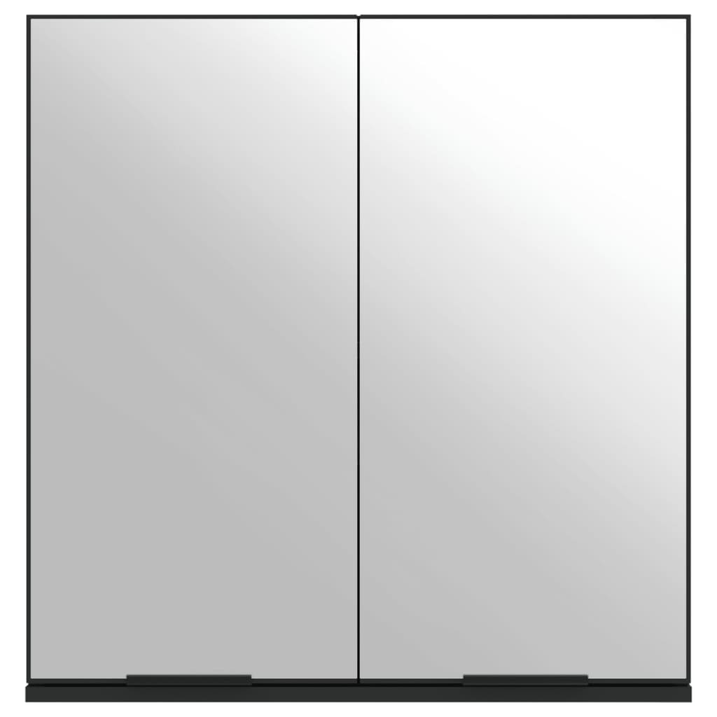 Bathroom Mirror Cabinet Black 64x20x67 cm Engineered Wood - Bargainia.com - 