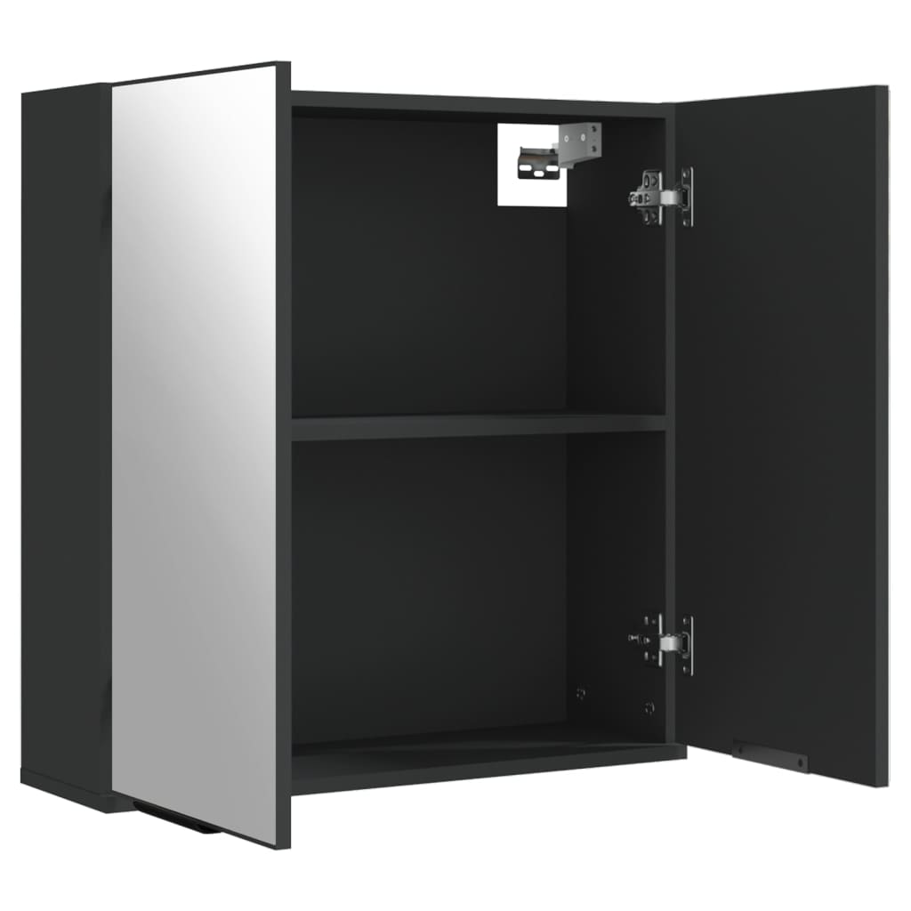 Bathroom Mirror Cabinet Black 64x20x67 cm Engineered Wood - Bargainia.com - 