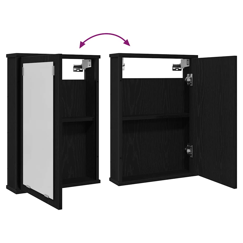 Bathroom Mirror Cabinet Black Oak 42x12x60 cm Engineered Wood - Bargainia.com - 