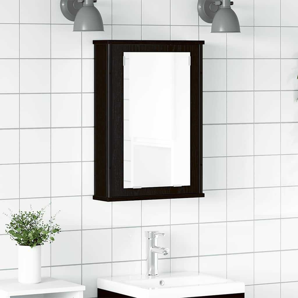 Bathroom Mirror Cabinet Black Oak 42x12x60 cm Engineered Wood - Bargainia.com - 