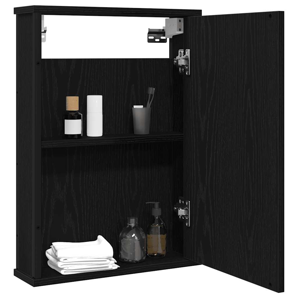 Bathroom Mirror Cabinet Black Oak 42x12x60 cm Engineered Wood - Bargainia.com - 