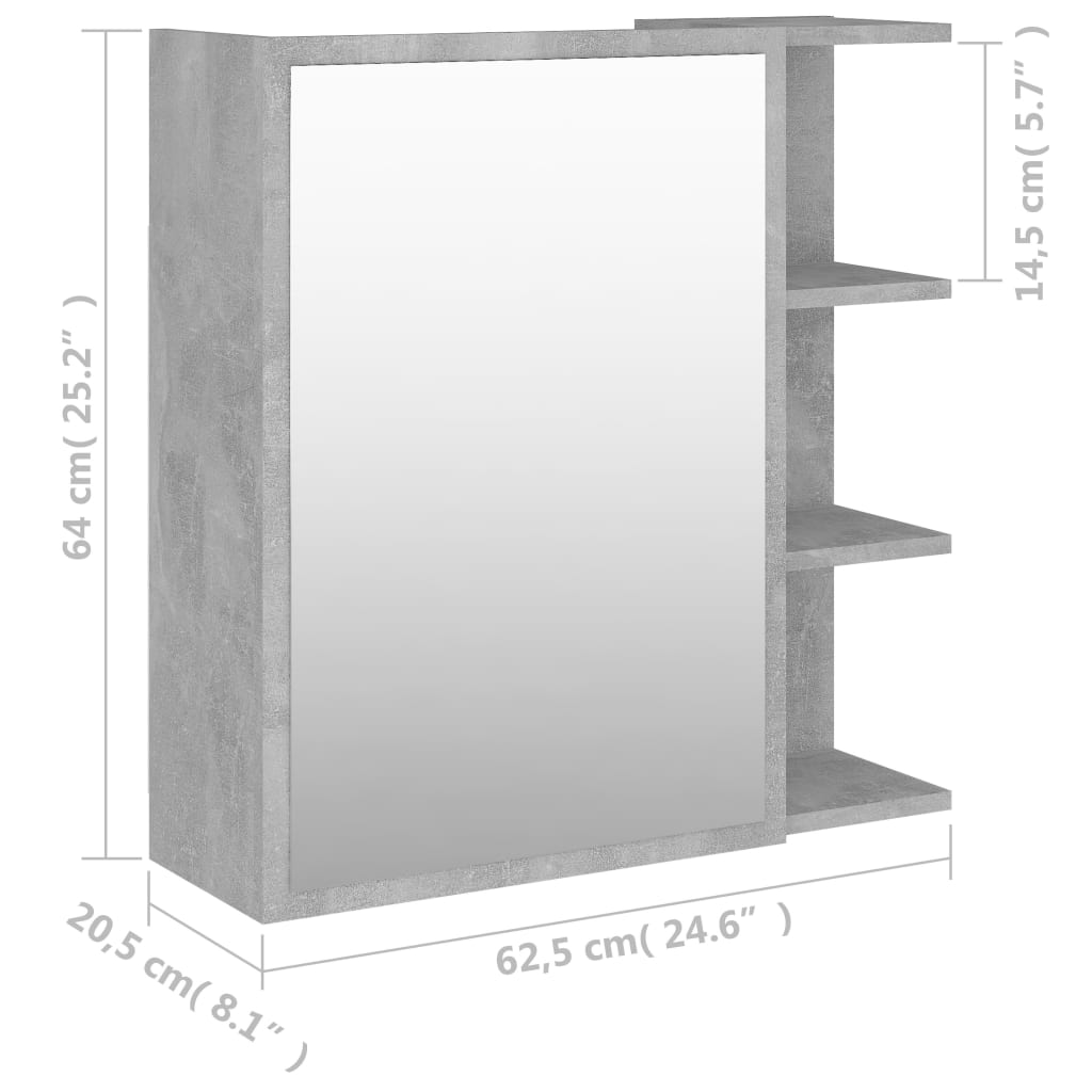 Bathroom Mirror Cabinet Concrete Grey 62.5x20.5x64 cm Engineered Wood - Bargainia.com - 8720286212257 - 803312