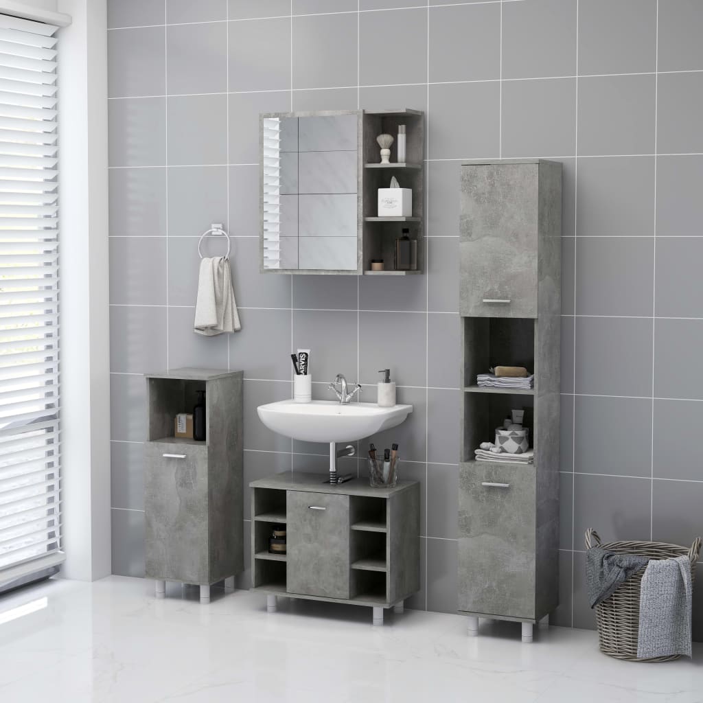 Bathroom Mirror Cabinet Concrete Grey 62.5x20.5x64 cm Engineered Wood - Bargainia.com - 8720286212257 - 803312