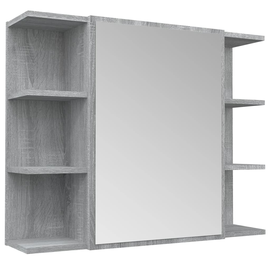 Bathroom Mirror Cabinet Grey Sonoma 80x20.5x64cm Engineered Wood - Bargainia.com - 