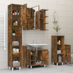 Bathroom Mirror Cabinet Smoked Oak 80x20.5x64 cm Engineered Wood - Bargainia.com - 