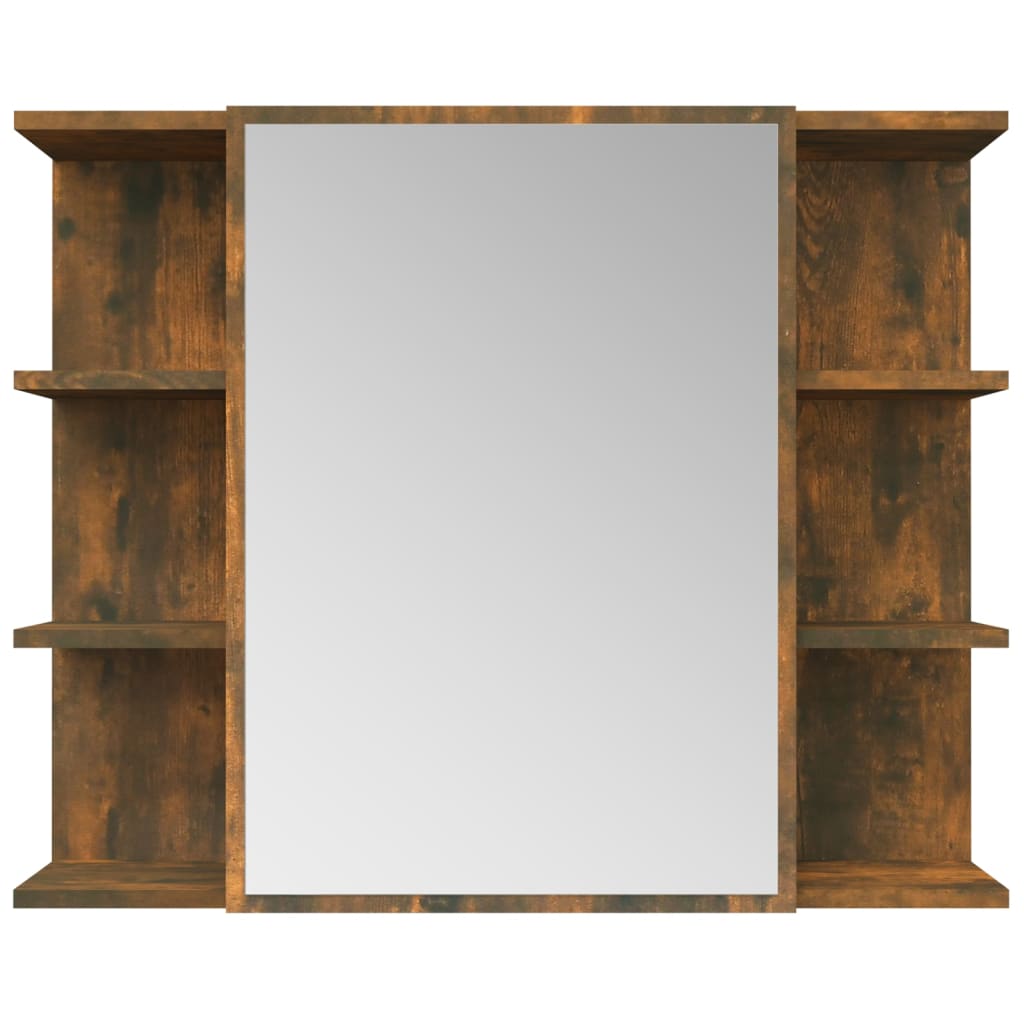 Bathroom Mirror Cabinet Smoked Oak 80x20.5x64 cm Engineered Wood - Bargainia.com - 