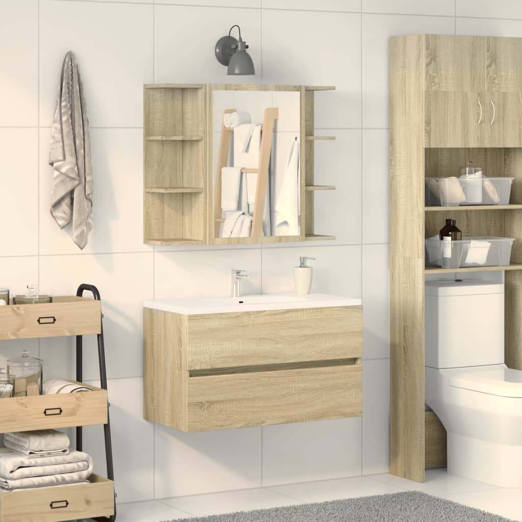 Bathroom Mirror Cabinet Sonoma Oak 80x20.5x64 cm Engineered Wood - Bargainia.com - 8721102808562 - 849603