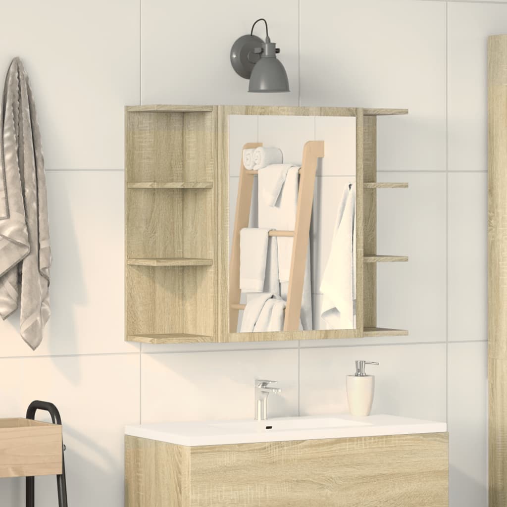 Bathroom Mirror Cabinet Sonoma Oak 80x20.5x64 cm Engineered Wood - Bargainia.com - 8721102808562 - 849603