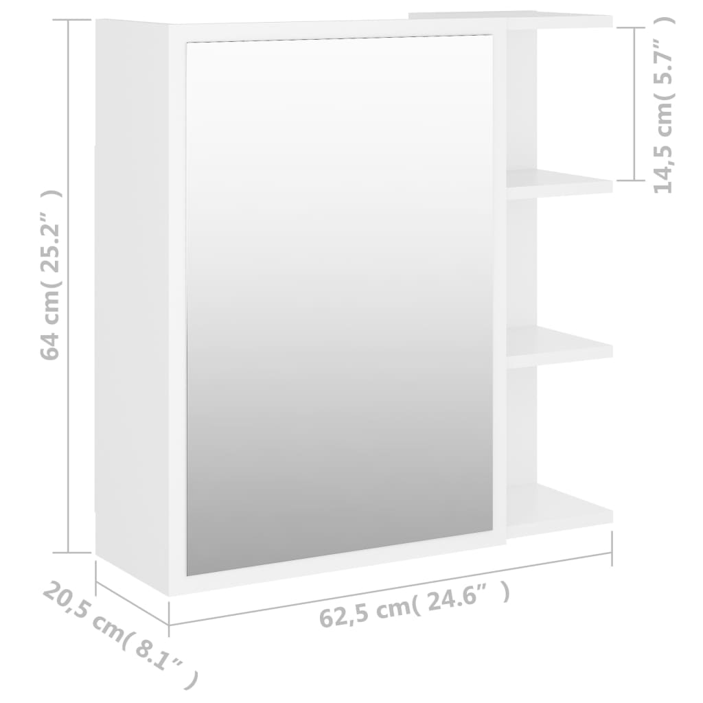 Bathroom Mirror Cabinet White 62.5x20.5x64 cm Engineered Wood - Bargainia.com - 8720286212219 - 803308