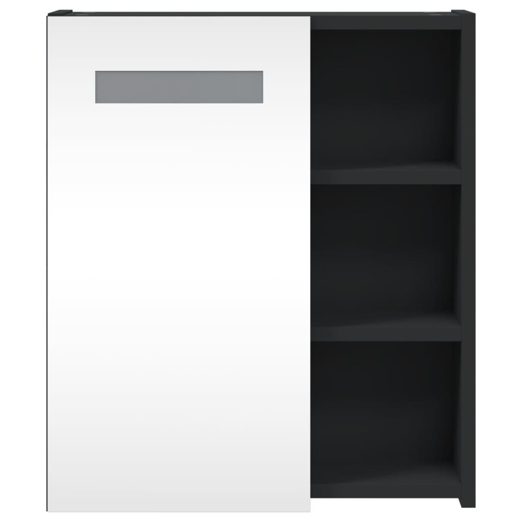 Bathroom Mirror Cabinet with LED Light Black 45x13x52 cm - Bargainia.com - 
