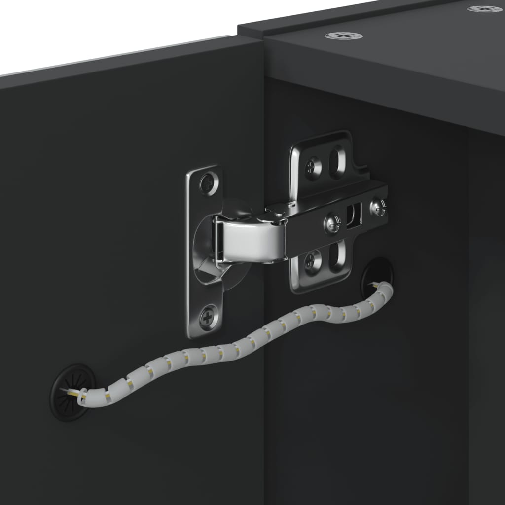 Bathroom Mirror Cabinet with LED Light Black 45x13x52 cm - Bargainia.com - 