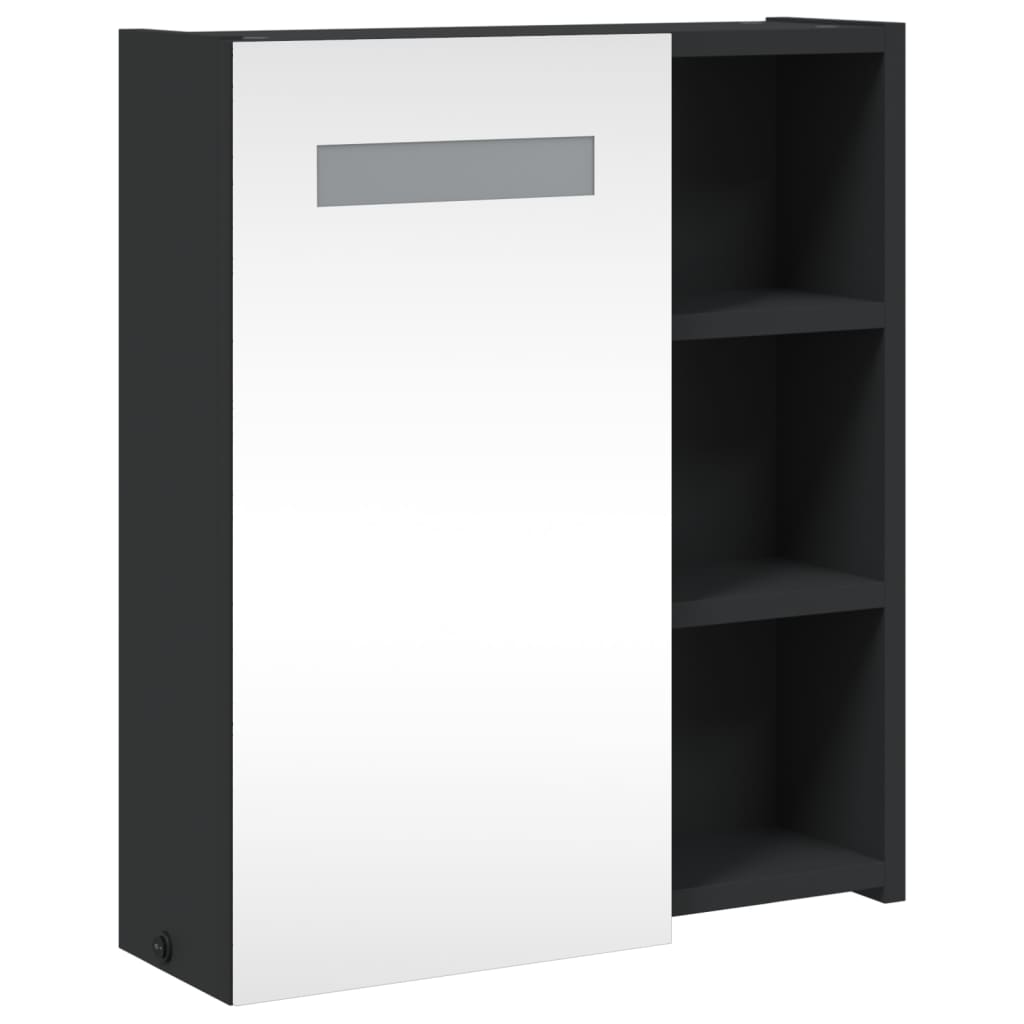 Bathroom Mirror Cabinet with LED Light Black 45x13x52 cm - Bargainia.com - 
