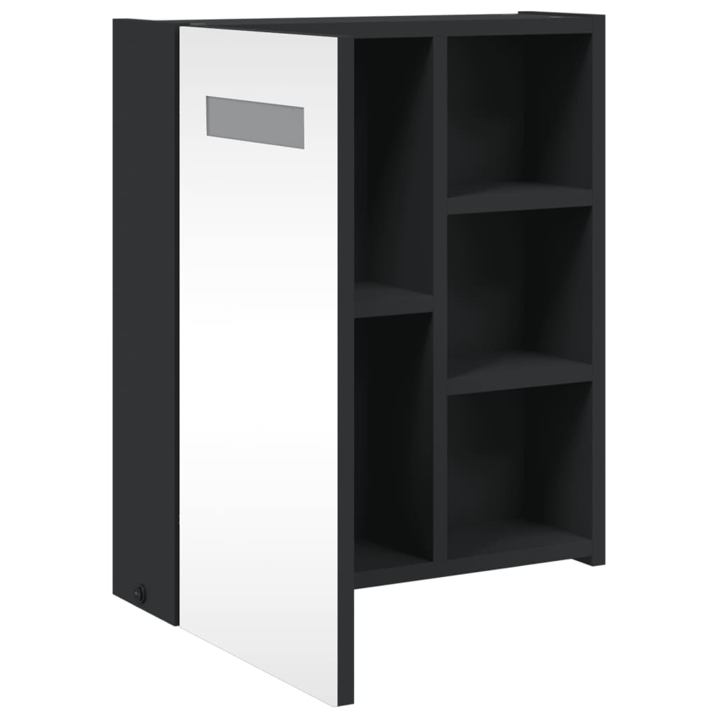 Bathroom Mirror Cabinet with LED Light Black 45x13x52 cm - Bargainia.com - 