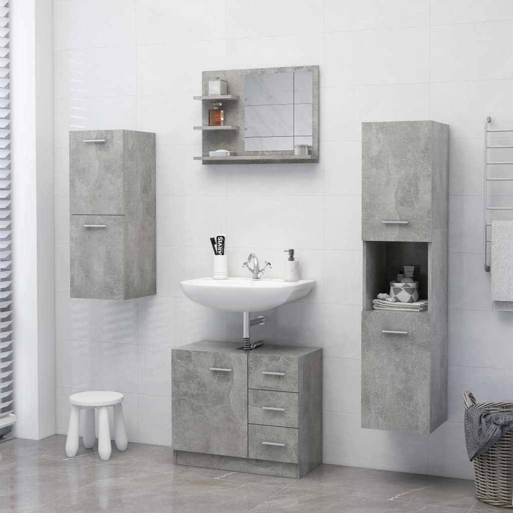 Bathroom Mirror Concrete Grey 60x10.5x45 cm Engineered Wood - Bargainia.com - 