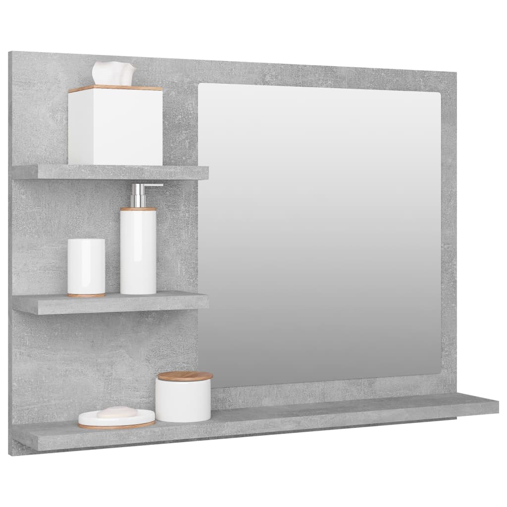 Bathroom Mirror Concrete Grey 60x10.5x45 cm Engineered Wood - Bargainia.com - 