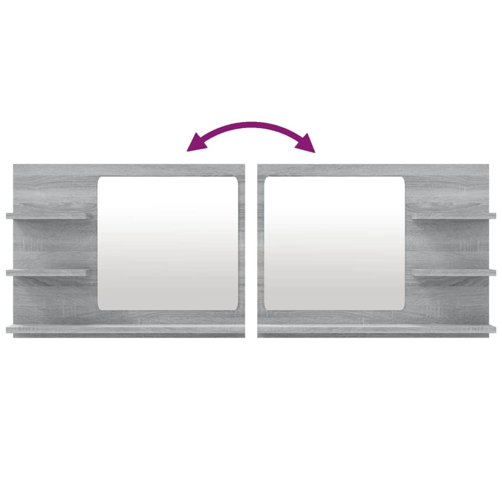 Bathroom Mirror Grey Sonoma 60x10.5x45 cm Engineered Wood - Bargainia.com - 8720286955185 - 815661