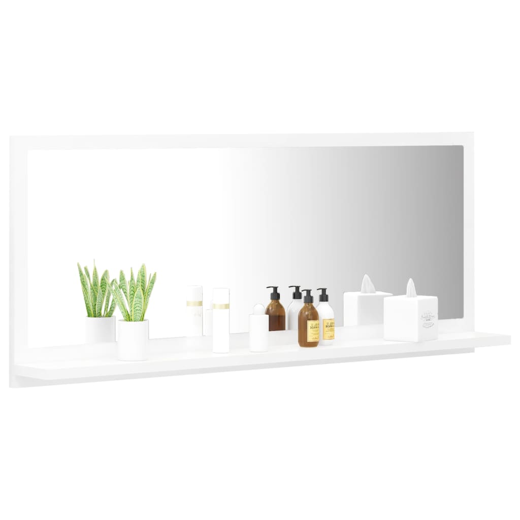 Bathroom Mirror White 90x10.5x37 cm Engineered Wood - Bargainia.com - 