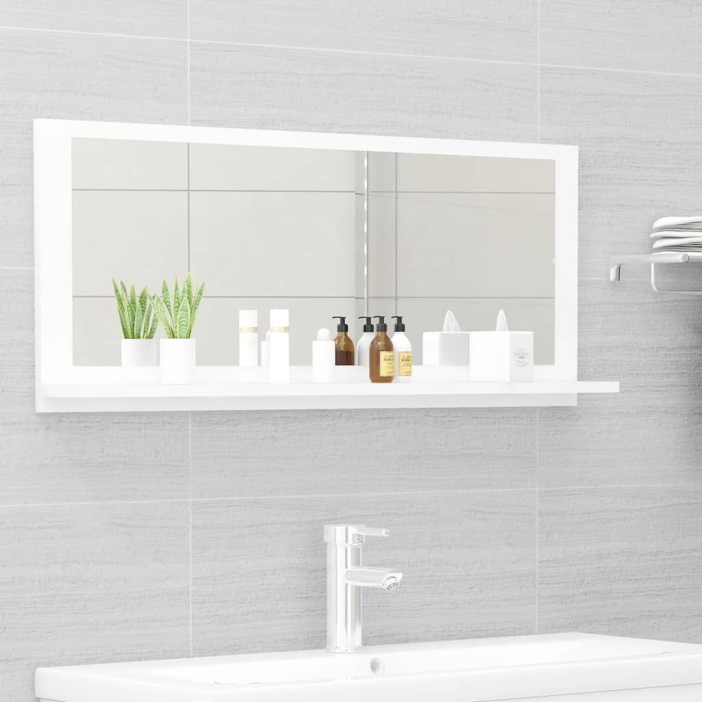 Bathroom Mirror White 90x10.5x37 cm Engineered Wood - Bargainia.com - 