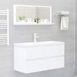 Bathroom Mirror White 90x10.5x37 cm Engineered Wood - Bargainia.com - 