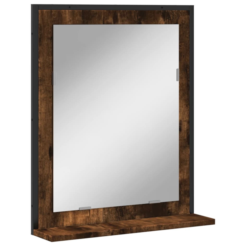 Bathroom Mirror with Shelf Smoked Oak 50x12x60 cm Engineered Wood - Bargainia.com - 8721012377141 - 842418