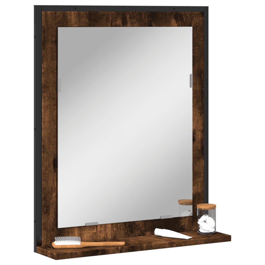 Bathroom Mirror with Shelf Smoked Oak 50x12x60 cm Engineered Wood - Bargainia.com - 8721012377141 - 842418