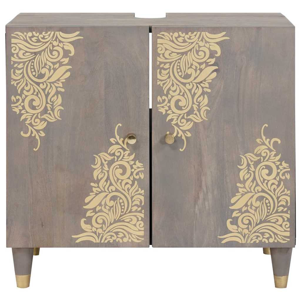 Bathroom Sink Cabinet Grey 62 x 33 x 58 cm Solid Mango wood - Bargainia.com - 