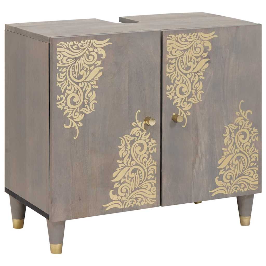 Bathroom Sink Cabinet Grey 62 x 33 x 58 cm Solid Mango wood - Bargainia.com - 