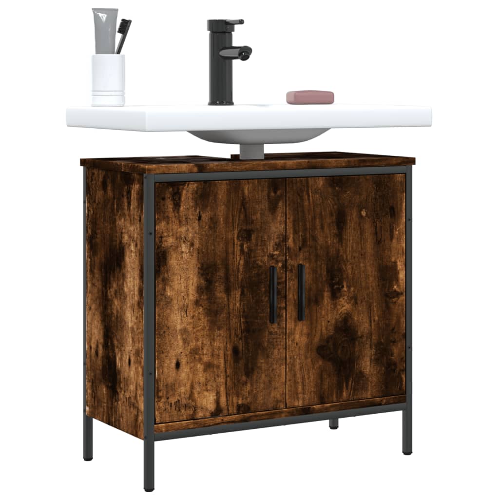 Bathroom Sink Cabinet Smoked Oak 60x30x60 cm Engineered Wood - Bargainia.com - 
