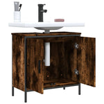 Bathroom Sink Cabinet Smoked Oak 60x30x60 cm Engineered Wood - Bargainia.com - 