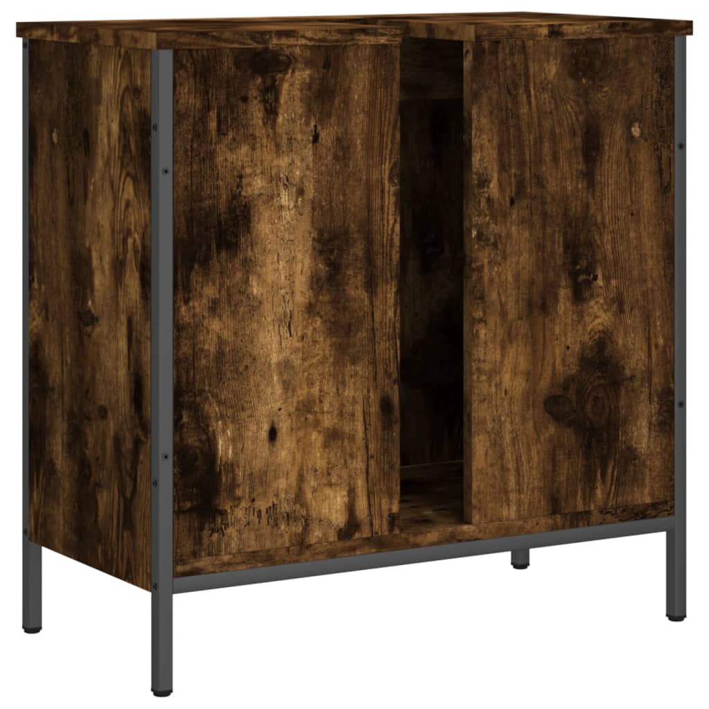 Bathroom Sink Cabinet Smoked Oak 60x30x60 cm Engineered Wood - Bargainia.com - 