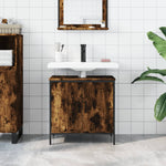 Bathroom Sink Cabinet Smoked Oak 60x30x60 cm Engineered Wood - Bargainia.com - 