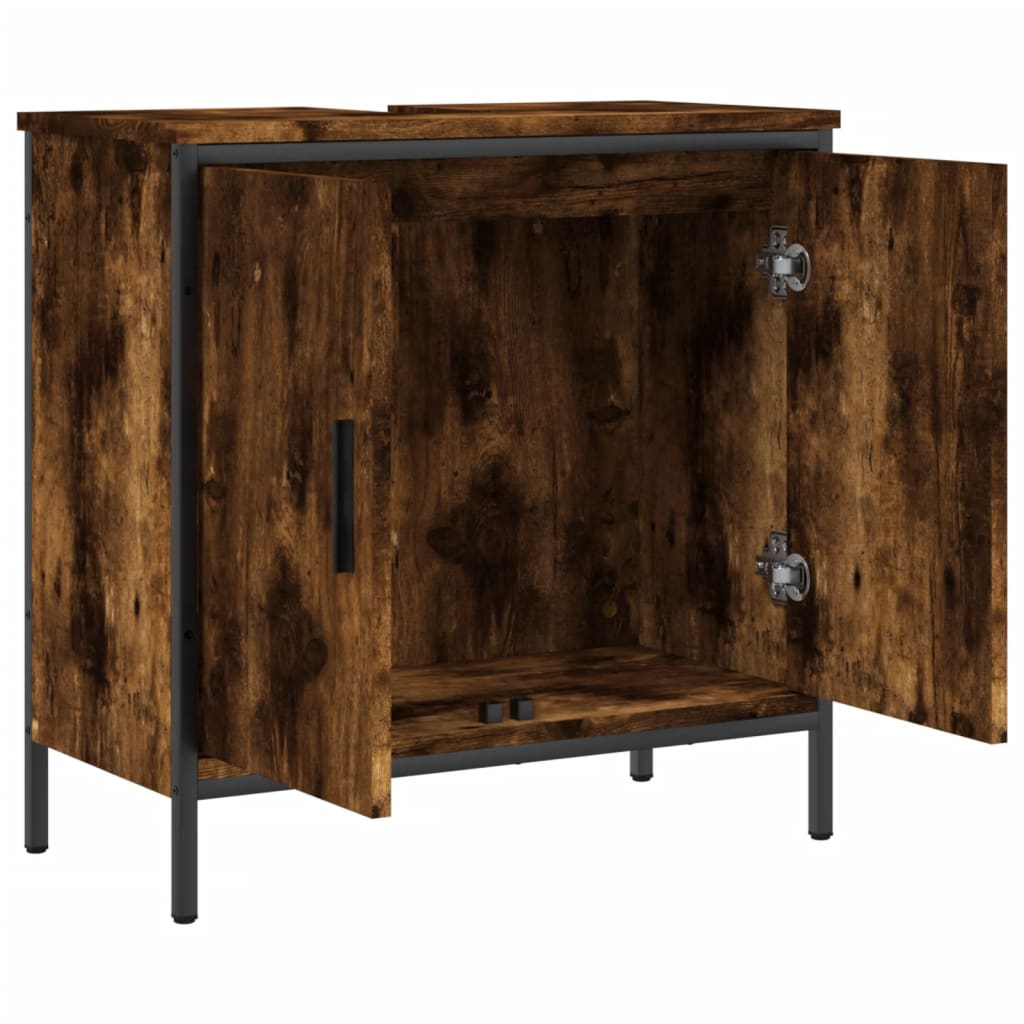 Bathroom Sink Cabinet Smoked Oak 60x30x60 cm Engineered Wood - Bargainia.com - 