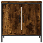 Bathroom Sink Cabinet Smoked Oak 60x30x60 cm Engineered Wood - Bargainia.com - 